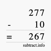 Calculate 277 minus 10 using long subtraction