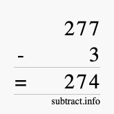 Calculate 277 minus 3 using long subtraction