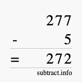 Calculate 277 minus 5 using long subtraction