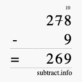 Calculate 278 minus 9 using long subtraction