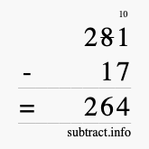 Calculate 281 minus 17 using long subtraction Calculate 281 minus 17 using long subtraction