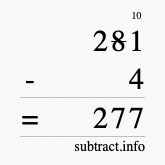 Calculate 281 minus 4 using long subtraction