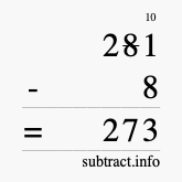 Calculate 281 minus 8 using long subtraction