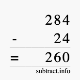 Calculate 284 minus 24 using long subtraction