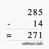 Calculate 285 minus 14 using long subtraction