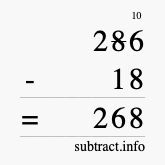 Calculate 286 minus 18 using long subtraction Calculate 286 minus 18 using long subtraction