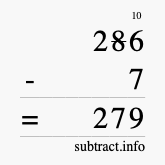 Calculate 286 minus 7 using long subtraction