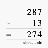 Calculate 287 minus 13 using long subtraction