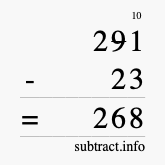 Calculate 291 minus 23 using long subtraction