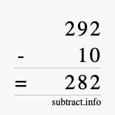 Calculate 292 minus 10 using long subtraction