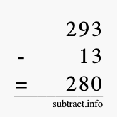 Calculate 293 minus 13 using long subtraction