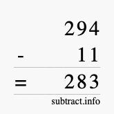 Calculate 294 minus 11 using long subtraction
