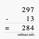 Calculate 297 minus 13 using long subtraction
