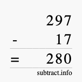 Calculate 297 minus 17 using long subtraction Calculate 297 minus 17 using long subtraction