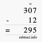 Calculate 307 minus 12 using long subtraction Calculate 307 minus 12 using long subtraction