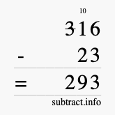 Calculate 316 minus 23 using long subtraction