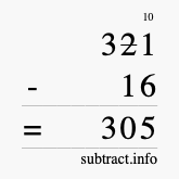 Calculate 321 minus 16 using long subtraction Calculate 321 minus 16 using long subtraction