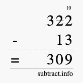 Calculate 322 minus 13 using long subtraction