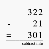 Calculate 322 minus 21 using long subtraction Calculate 322 minus 21 using long subtraction