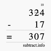 Calculate 324 minus 17 using long subtraction