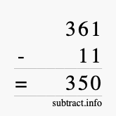 Calculate 361 minus 11 using long subtraction