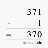 Calculate 371 minus 1 using long subtraction