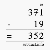 Calculate 371 minus 19 using long subtraction