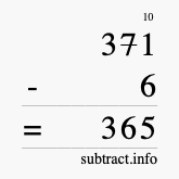 Calculate 371 minus 6 using long subtraction