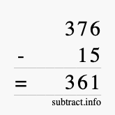 Calculate 376 minus 15 using long subtraction