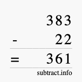 Calculate 383 minus 22 using long subtraction