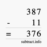 Calculate 387 minus 11 using long subtraction