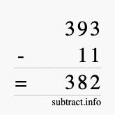 Calculate 393 minus 11 using long subtraction