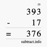 Calculate 393 minus 17 using long subtraction Calculate 393 minus 17 using long subtraction