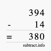 Calculate 394 minus 14 using long subtraction Calculate 394 minus 14 using long subtraction