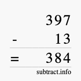 Calculate 397 minus 13 using long subtraction