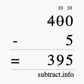 Calculate 400 minus 5 using long subtraction Calculate 400 minus 5 using long subtraction