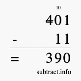 Calculate 401 minus 11 using long subtraction