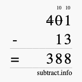 Calculate 401 minus 13 using long subtraction