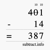 Calculate 401 minus 14 using long subtraction Calculate 401 minus 14 using long subtraction