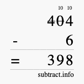 Calculate 404 minus 6 using long subtraction