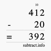 Calculate 412 minus 20 using long subtraction