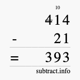 Calculate 414 minus 21 using long subtraction