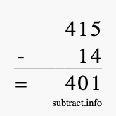 Calculate 415 minus 14 using long subtraction Calculate 415 minus 14 using long subtraction
