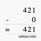 Calculate 421 minus 0 using long subtraction