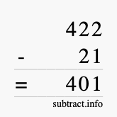 Calculate 422 minus 21 using long subtraction