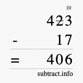 Calculate 423 minus 17 using long subtraction Calculate 423 minus 17 using long subtraction