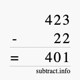 Calculate 423 minus 22 using long subtraction Calculate 423 minus 22 using long subtraction