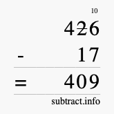 Calculate 426 minus 17 using long subtraction