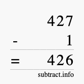 Calculate 427 minus 1 using long subtraction