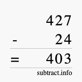 Calculate 427 minus 24 using long subtraction